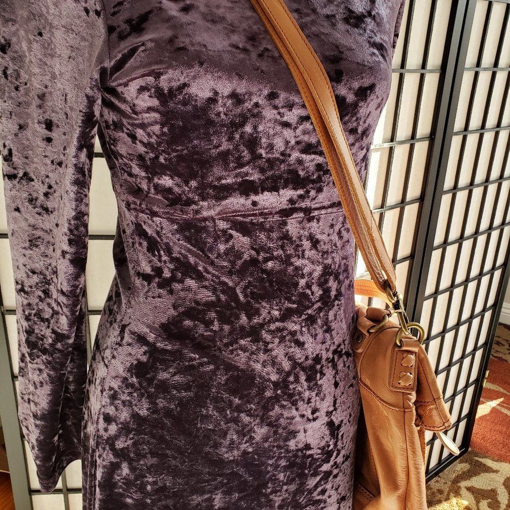 Crushed lavender velvet dress, empire waist, XS